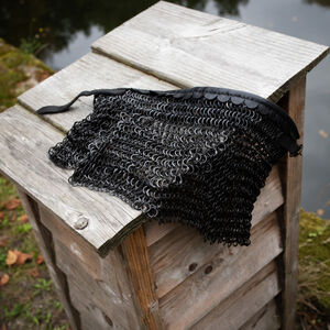 Gorgerin en mailles rivetées avec finitions en cuir "Mercenaire"