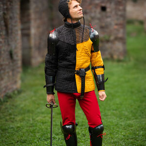 Gorgerin en mailles rivetées avec finitions en cuir "Mercenaire"