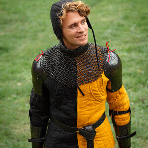 Gorgerin en mailles rivetées avec finitions en cuir "Mercenaire"