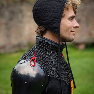 Gorgerin en mailles rivetées avec finitions en cuir "Mercenaire"