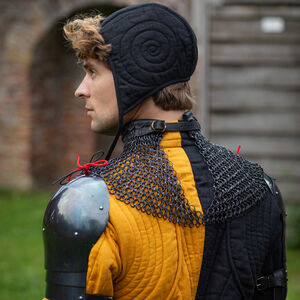 Gorgerin en mailles rivetées avec finitions en cuir "Mercenaire"