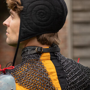 Gorgerin en mailles rivetées avec finitions en cuir "Mercenaire"