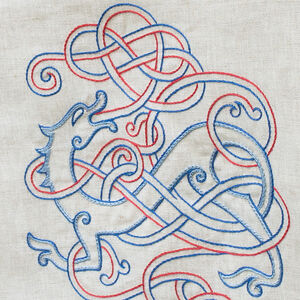 Grand sac Haithabu avec broderie faite main et poignées en bois