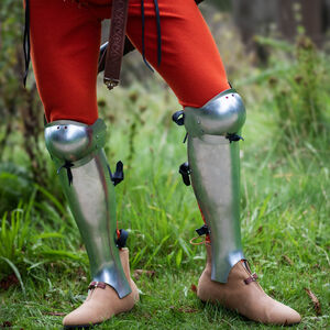 Grèves légères en acier à ressort avec genouillères "Chevalier des Bois" pour WMA AMHE Harnischfechten