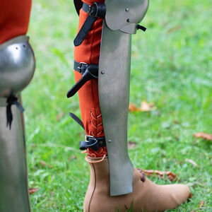 Grèves légères en acier à ressort avec genouillères "Chevalier des Bois" pour WMA AMHE Harnischfechten