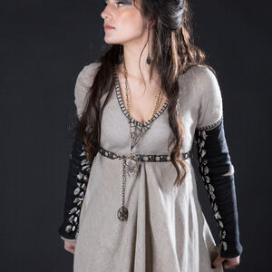 Manchettes pour robe médiévale en lin noir « Toile d'araignée » 