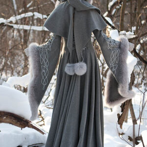 Manteau Fantastique de Laine avec Capuche « Héritière de l'Hiver »-13