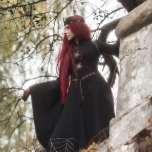 Manteau noir fantasy LARP « Toile d'araignée » 
