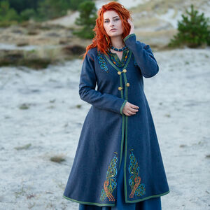 Manteau Viking en édition limitée avec broderie «Hilda la Hautaine» caftan en laine feutrée