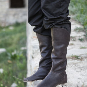 Rabais: Bottes Médiévales en Cuir «Roi de l'Est» | Cuir naturel bleu foncé | Taille EU-44