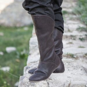 Rabais: Bottes Médiévales en Cuir «Roi de l'Est» | Cuir naturel bleu foncé | Taille EU-44