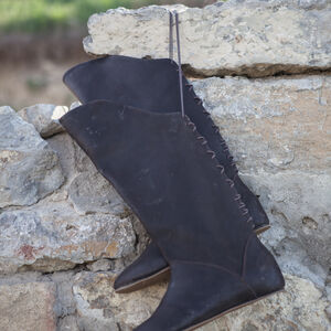 Rabais: Bottes Médiévales en Cuir «Roi de l'Est» | Cuir naturel bleu foncé | Taille EU-44