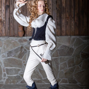 Rabais: Bottes Médiévales Fantastiques pour Femme «Forêt» | Cuir bleu acier | UE-36