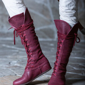 Rabais: Bottes Médiévales Fantastiques pour Femme «Forêt» | Cuir bleu acier | UE-36