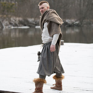 Rabais: Bottes Viking en cuir avec fausse fourrure «Knutt le Rigolard» | Cuir brun | Pointure 44