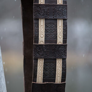 Rabais: Ceinture d'inspiration viking « Vieux Dieux » | Cuir brun | Cuir ivoire