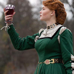 Rabais: Ceinture en cuir et laiton «Rose Allemande» | Taille 63 cm | Cuir noir