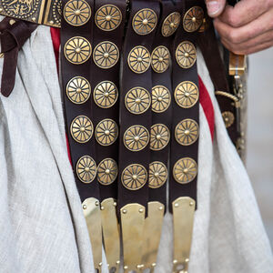 Rabais: Ceinture Romaine Cingulum Militare en Cuir et Laiton «Cassius» | Brun | Longueur 97 cm