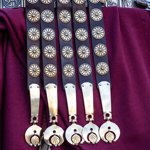 Rabais: Ceinture Romaine Cingulum Militare en Cuir et Laiton «Cassius» | Brun | Longueur 97 cm