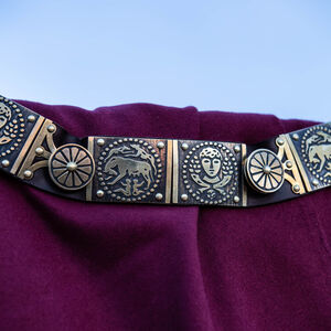 Rabais: Ceinture Romaine Cingulum Militare en Cuir et Laiton «Cassius» | Cuir brun