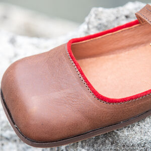 Rabais: Chaussures Carrées Type Pattes d'Ours en Cuir avec Bordure pour Femme «Rose Allemande» | Cuir caramel mat | Taille EU-38