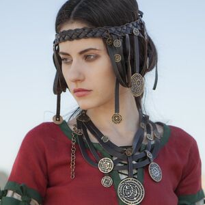 Collier exclusif fantasy en cuir et laiton « Fille de l'Alchimiste »