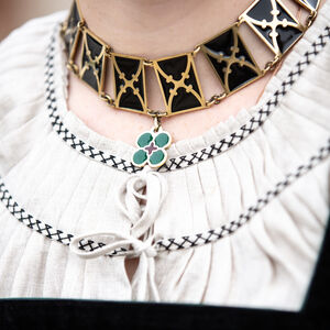 Rabais: Collier Ras du Cou en Laiton avec Émail «Rose Allemande»