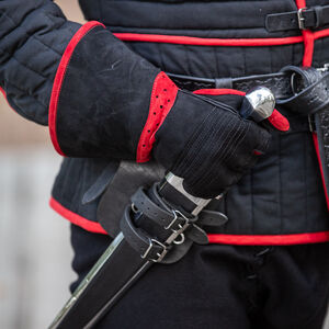 Rabais: Gants d’escrime en cuir rembourrés AMHE (HEMA) « Sport » avec manchette moyenne | Noir et vert | Taille L