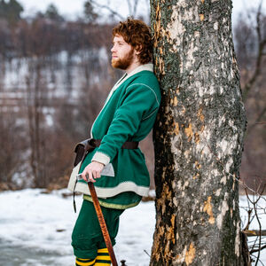 Rabais : Manteau celte avec broderie "Leprechaun" | Laine verte | Taille S