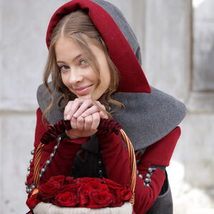 Rabais: Manteau exclusif en laine « Le Petit Chaperon Rouge » | Laine grise | Accents noirs