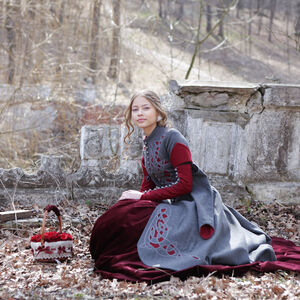 Rabais: Manteau exclusif en laine « Le Petit Chaperon Rouge » | Laine grise | Accents noirs