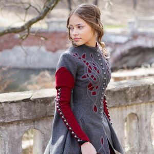 Rabais: Manteau exclusif en laine « Le Petit Chaperon Rouge » | Laine grise | Accents noirs