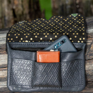 Rabais: Petit Sac Pochette à Ceinture aux Accents en Laiton «Diamant» | Cuir brun