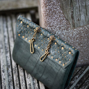 Rabais: Petit Sac Pochette à Ceinture aux Accents en Laiton «Diamant» | Cuir brun