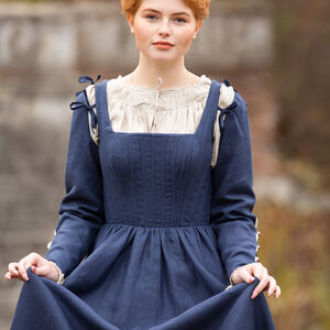 Rabais: Robe Corset Kirtle en Lin à Baleines «Rose Allemande» | Lin bourgogne | Taille 10