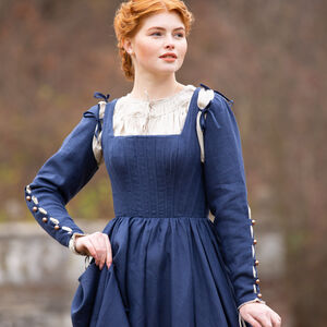 Rabais: Robe Corset Kirtle en Lin à Baleines «Rose Allemande» | Lin bourgogne | Taille 10