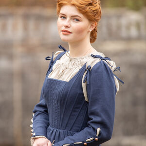 Rabais: Robe Corset Kirtle en Lin à Baleines «Rose Allemande» | Lin bourgogne | Taille 10