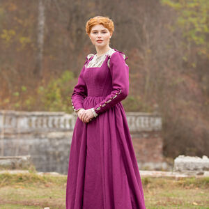 Rabais: Robe Corset Kirtle en Lin à Baleines «Rose Allemande» | Lin bourgogne | Taille 10