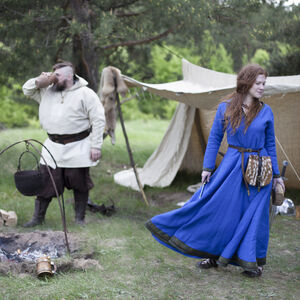 Rabais: Robe Tunique Viking en Lin « Ingrid la Maîtresse du foyer » | Lin bleu | Taille 8
