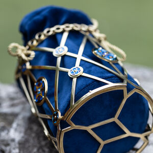 Rabais: Sac Panier en Velours et Laiton « Gardienne des Clés » | Velours rouge bourgogne