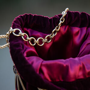 Rabais: Sac Panier en Velours et Laiton « Gardienne des Clés » | Velours rouge bourgogne