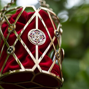 Rabais: Sac Panier en Velours et Laiton « Gardienne des Clés » | Velours rouge bourgogne