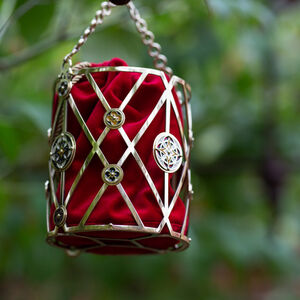 Rabais: Sac Panier en Velours et Laiton « Gardienne des Clés » | Velours rouge bourgogne