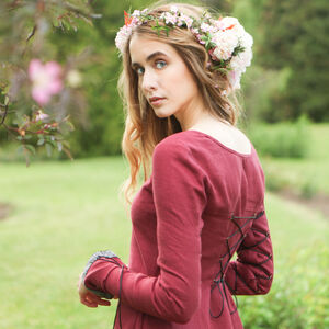 Robe de demoiselle d'honneur en lin bourgogne « Jardin Secret »