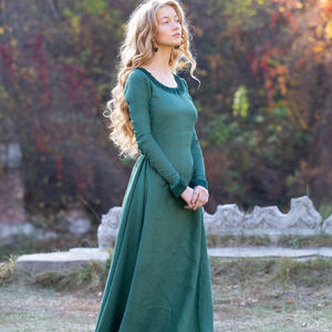 Robe en lin vert « Princesse de l’Automne »