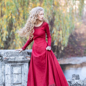 Robe de princesse médiévale en lin « Princesse de l’Automne »-03