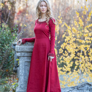 Robe de princesse médiévale en lin « Princesse de l’Automne »-06
