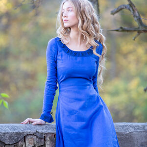Robe de princesse en lin bleu