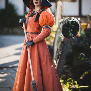 Robe kirtle à corset à baleines en lin «Robe Citrouille»