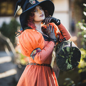 Robe kirtle à corset à baleines en lin «Robe Citrouille»